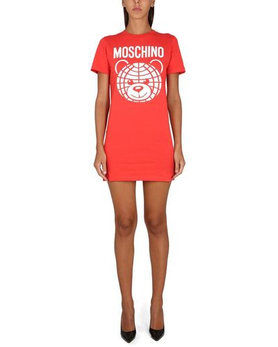 Moschino Logo Print Dress - Red