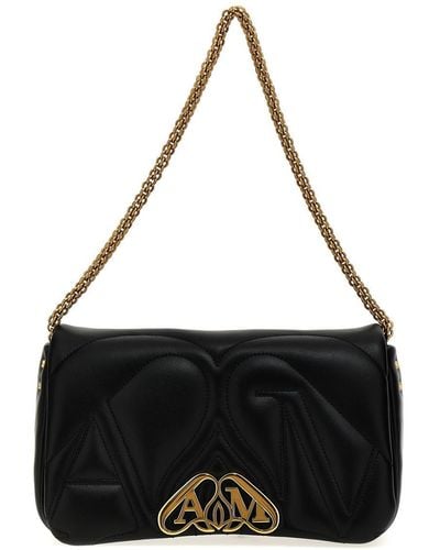 Alexander McQueen The Seal Small Embroidered-leather Cross-body Bag - Black