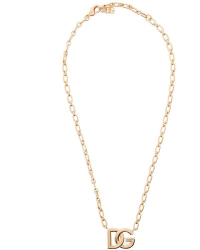 Dolce & Gabbana Gold-tone Chain Necklace With Logo In Brass Man - White