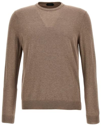 Zanone Cotton Crepe Sweater - Brown