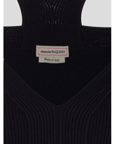 Alexander McQueen Long Sleeve Halter Neck Top - Black