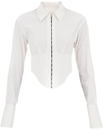 Dion Lee Cropped Shirt With Underbust Corset - White