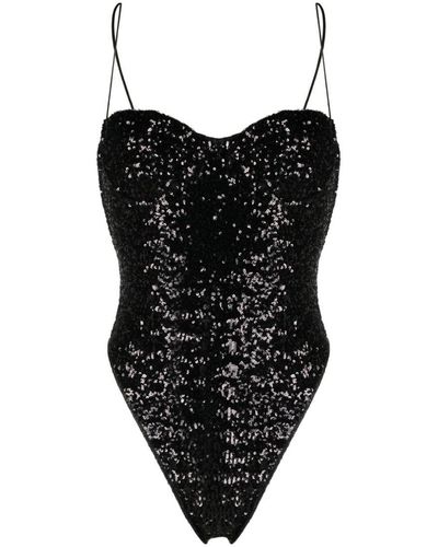 Oséree High-leg Swimsuit Embellished With Sequins - Black