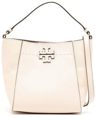 Tory Burch Mcgraw Small Leather Bucket Bag - Natural