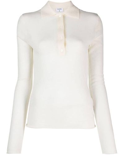 Filippa K Wool Long Sleeve Polo Shirt - White