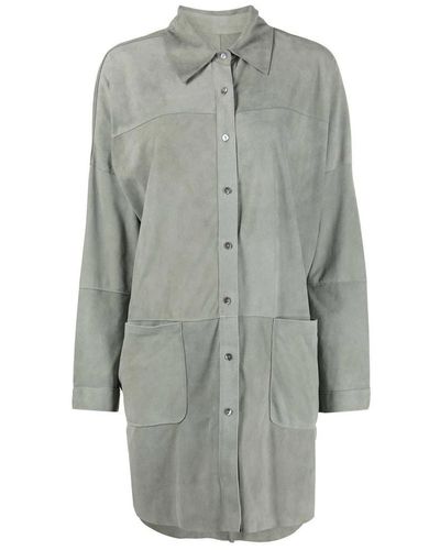 Giorgio Brato Oversized Leather Shirt - Grey