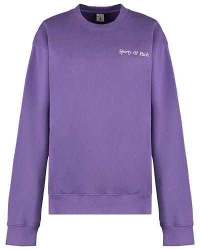Sporty & Rich Cotton Crew-Neck Sweatshirt - Purple