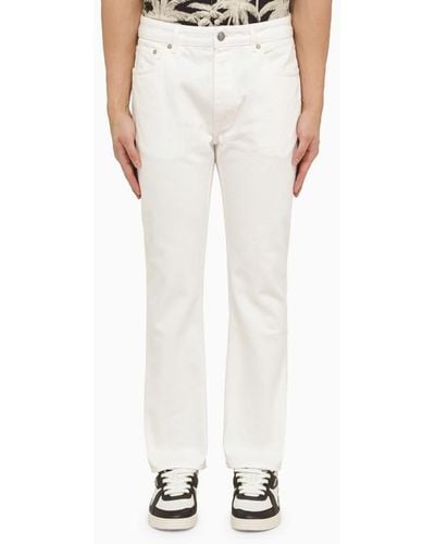Palm Angels Jeans With Monogram Embroidery - White