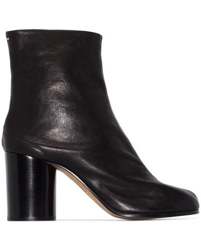 Maison Margiela Tabi Leather Heel Ankle Boots - Black