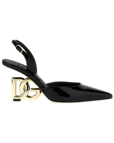 Dolce & Gabbana 70mm Logo-embossed Slingback Court Shoes - Black