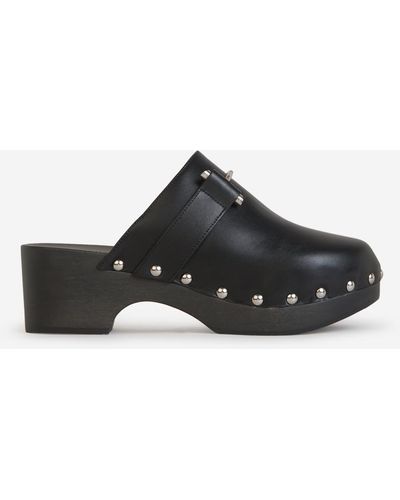 Givenchy Logo Leather Clogs - Black