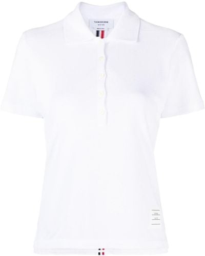 Thom Browne Polo Shirt With Striped Detail - White