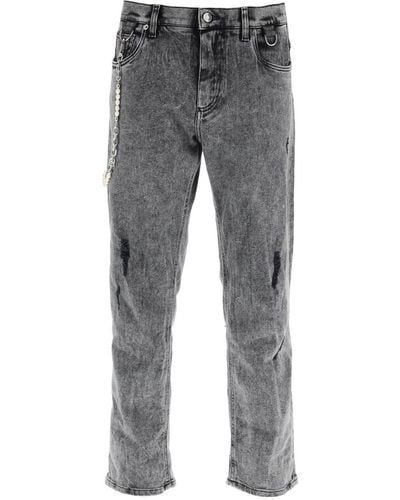 Dolce & Gabbana Loose Jeans With Keychain - Gray