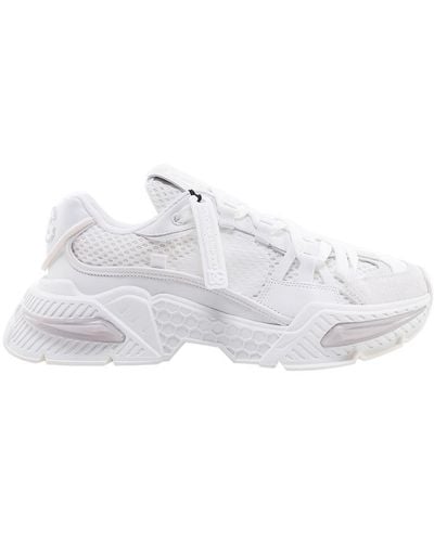 Dolce & Gabbana Airmaster Trainers In Mesh And Suede - White
