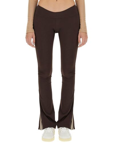Palm Angels Flared Leggings With Sweetheart Waist - Brown