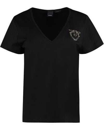 Pinko Embellished Cotton T-shirt - Black