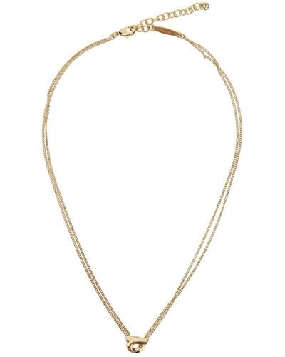 Ferragamo Gold-colored Necklace With Gancini Pendant In Brass Woman - Grey