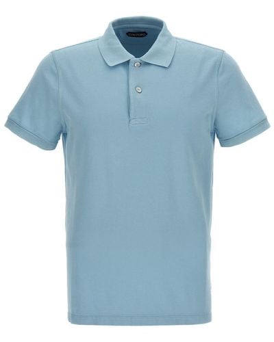 Tom Ford Piqué Cotton Shirt Polo - Blue