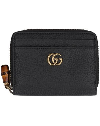 Gucci Logo Detail Leather Card Holder - Black