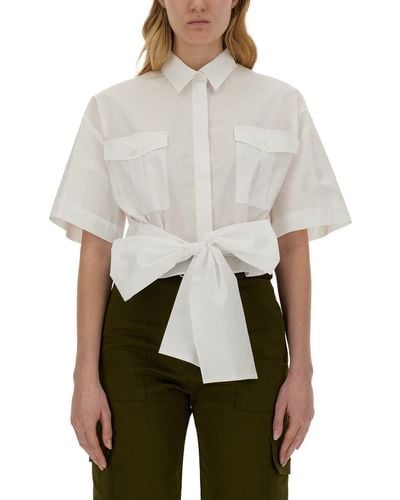 MSGM Shirt With Bow - White