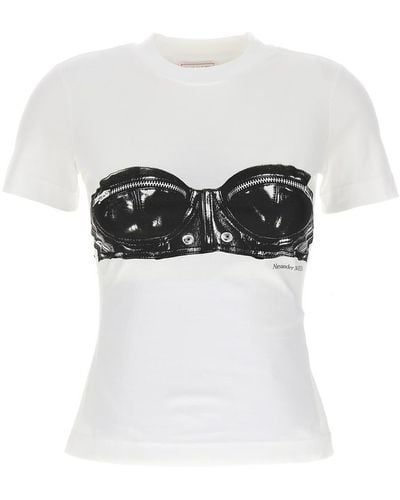Alexander McQueen T-shirt With Bustier Print - White
