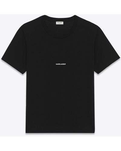 Saint Laurent Men Logo Crew Neck T-shirt - Black