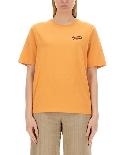 Maison Kitsuné T-Shirt With Logo - Orange