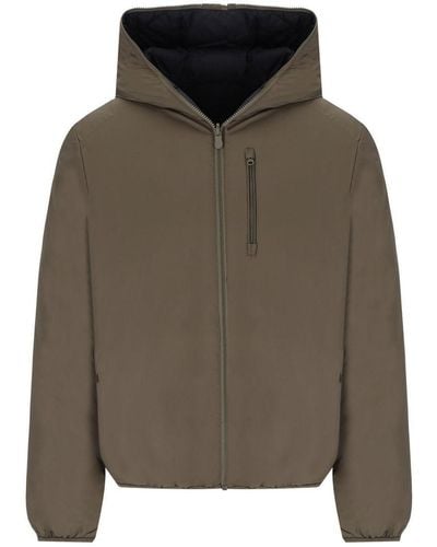 Save The Duck Lamium Beige Reversible Hooded Jacket - Green
