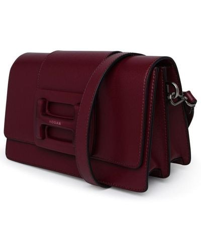 Hogan Burgundy Leather H-Bag - Purple