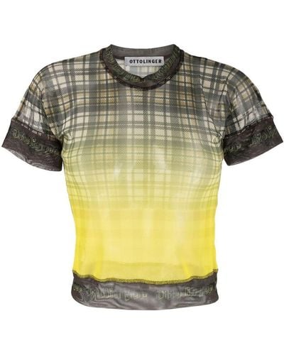OTTOLINGER Checked Cropped T-shirt - Yellow
