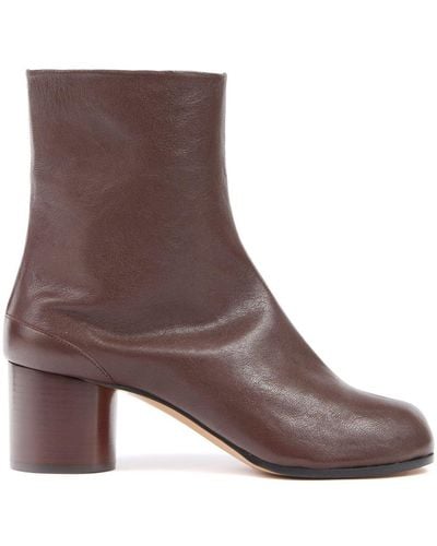 Maison Margiela Tabi 60mm Leather Ankle Boots - Brown