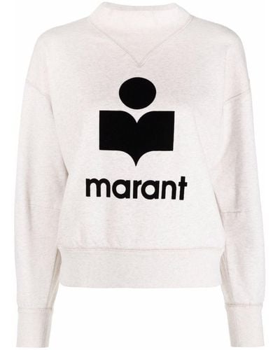 Isabel Marant Cotton Moby-ga Sweatshirt With Front Printed Logo - White