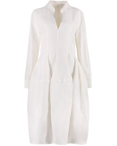 Bottega Veneta Embellished Paneled Silk-twill Midi Dress - White
