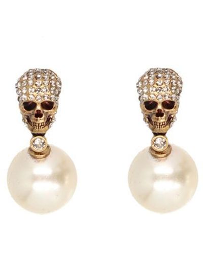 Alexander McQueen "Pearl & Skull" Earrings - White