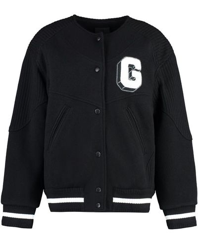 Givenchy Wool Bomber Jacket With Patch - Black