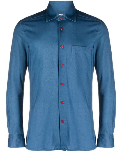 Kiton Contrasting-button Long-sleeved Shirt - Blue