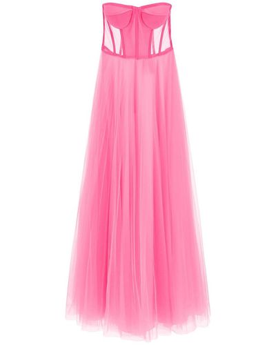 19:13 Dresscode 1913 Dresscode Tulle Long Bustier Dress - Pink