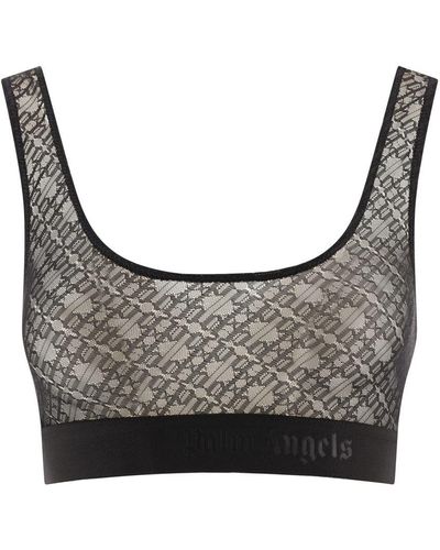 Palm Angels Lace Classic Logo Bralette - Gray