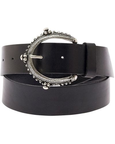 P.A.R.O.S.H. Black Belt With Circle Buckle In Leather Woman