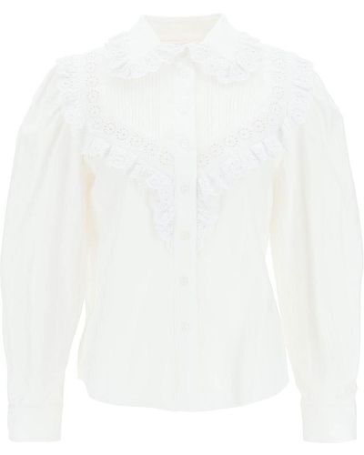 See By Chloé 'prairie' Cotton Jacquard Shirt - White