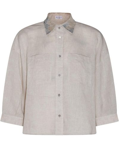Brunello Cucinelli Beige Linen Shirt - Multicolour