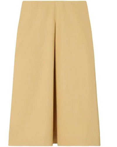 Tory Burch Pleated Midi Cotton Skirt - Natural