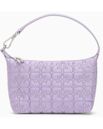Ganni Lilac Small Handbag In Recycled Polyester - Purple
