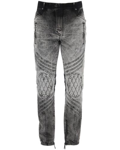 Balmain Motor Slim Fit Jeans - Grey