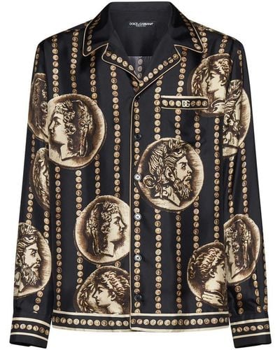 Dolce & Gabbana Silk Printed Shirt - Black