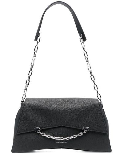 Karl Lagerfeld Large K/seven Leather Shoulder Bag - Black