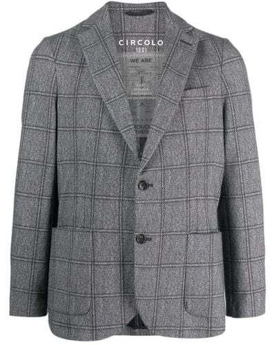 Circolo 1901 Single-breasted Checked Cotton Jacket - Gray
