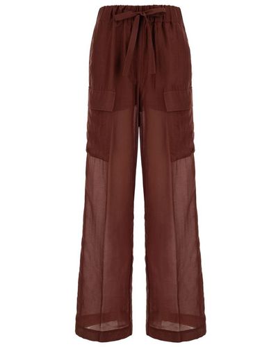 Semicouture Color Pants With Drawstring - Red