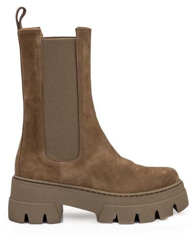 Ennequadro Suede Leather Boot - Brown