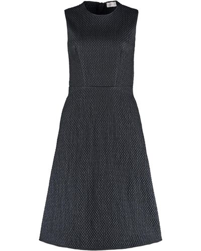 Moncler Midi Dress With Flared Hem - Black